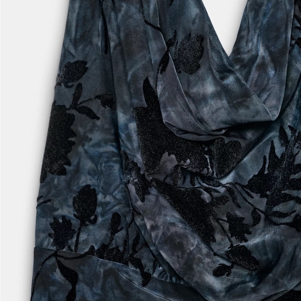 ZARA Flocked Halter Dress - Picture 2 of 3